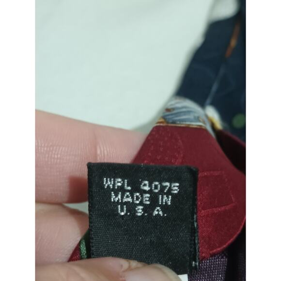 Evan Picone Sport 100% Imported Silk Made In USA Maroon Blue 18 Hole Golf Print - Picture 6 of 10